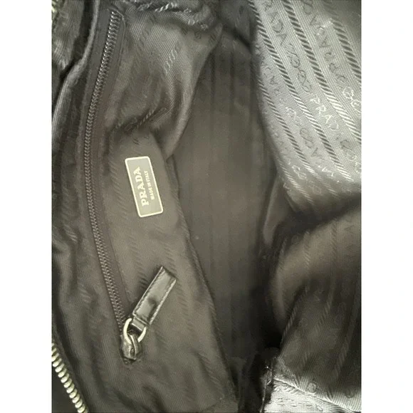 PRADA shoulder bag in black with triangular logo plate and nylon "As Is" - Picture 7 of 9
